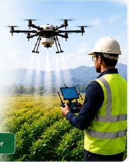 Spray service provider operating an agricultural drone over a field